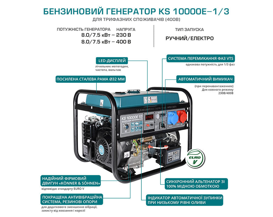 Бензиновий генератор KS 10000E 1/3