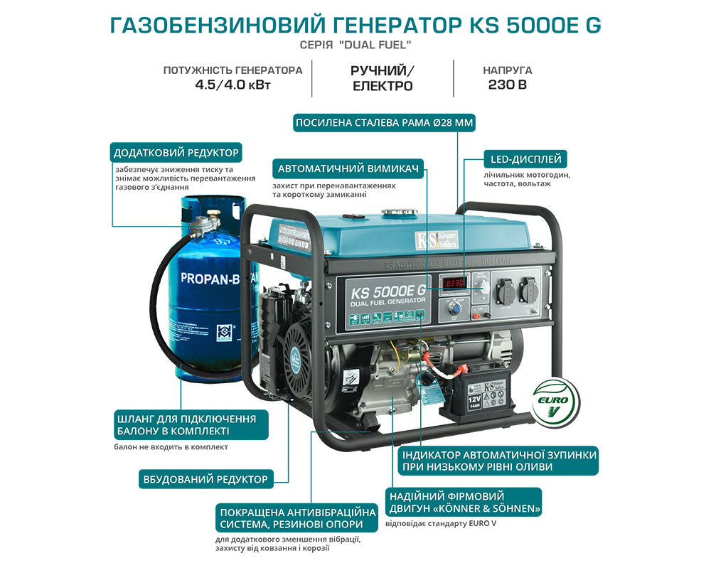 Газобензиновий генератор KS 5000E G